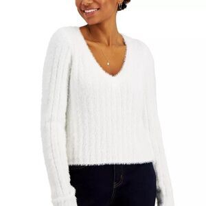 Hooked Up By IOT Juniors' Fluffy Rib-Knit Sweater